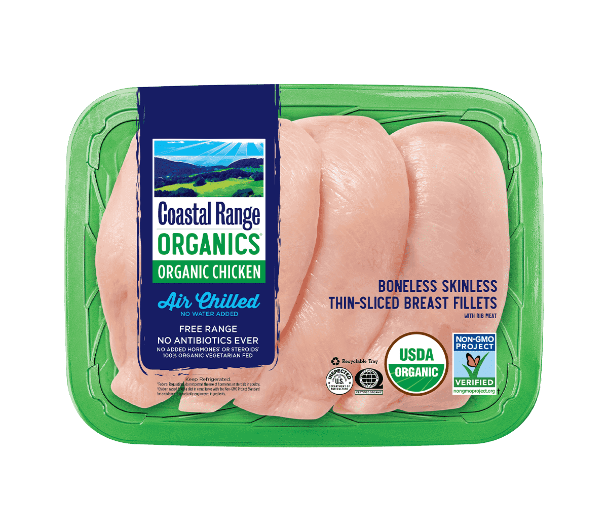 Coastal Range Organics Thin Sliced Boneless Skinless Chicken Breast